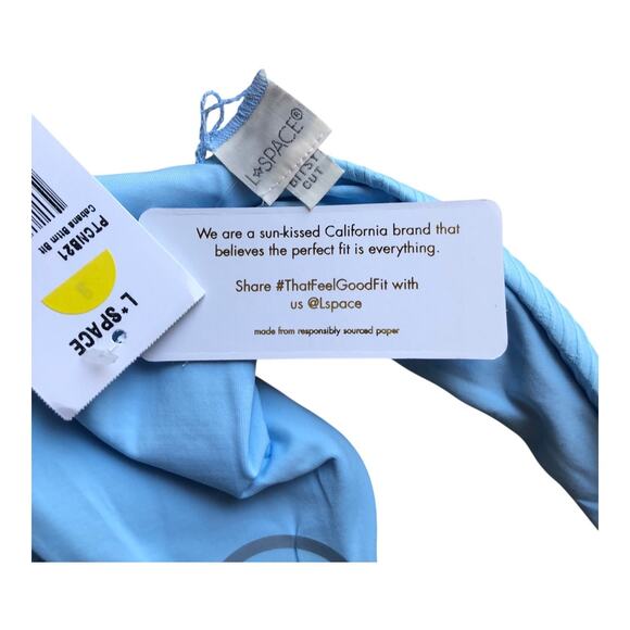 L Space Cabana Bitsy Cut Blue Rib Bikini Bottom Stretch Women's Size Small NWT - Picture 7 of 11